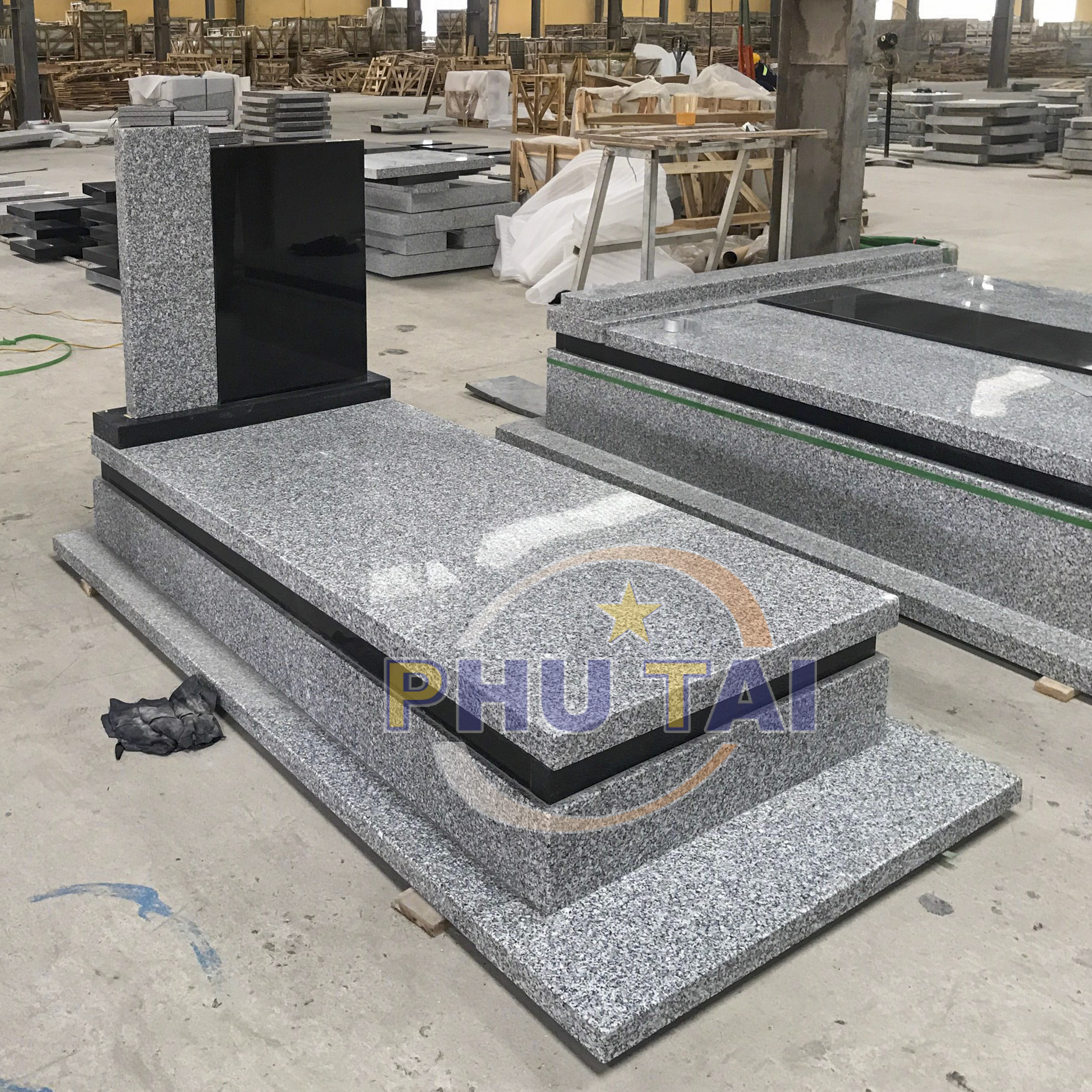 Black and White Granite Tombstone New Simplist style good quality cheap price by Phutai Vietnam