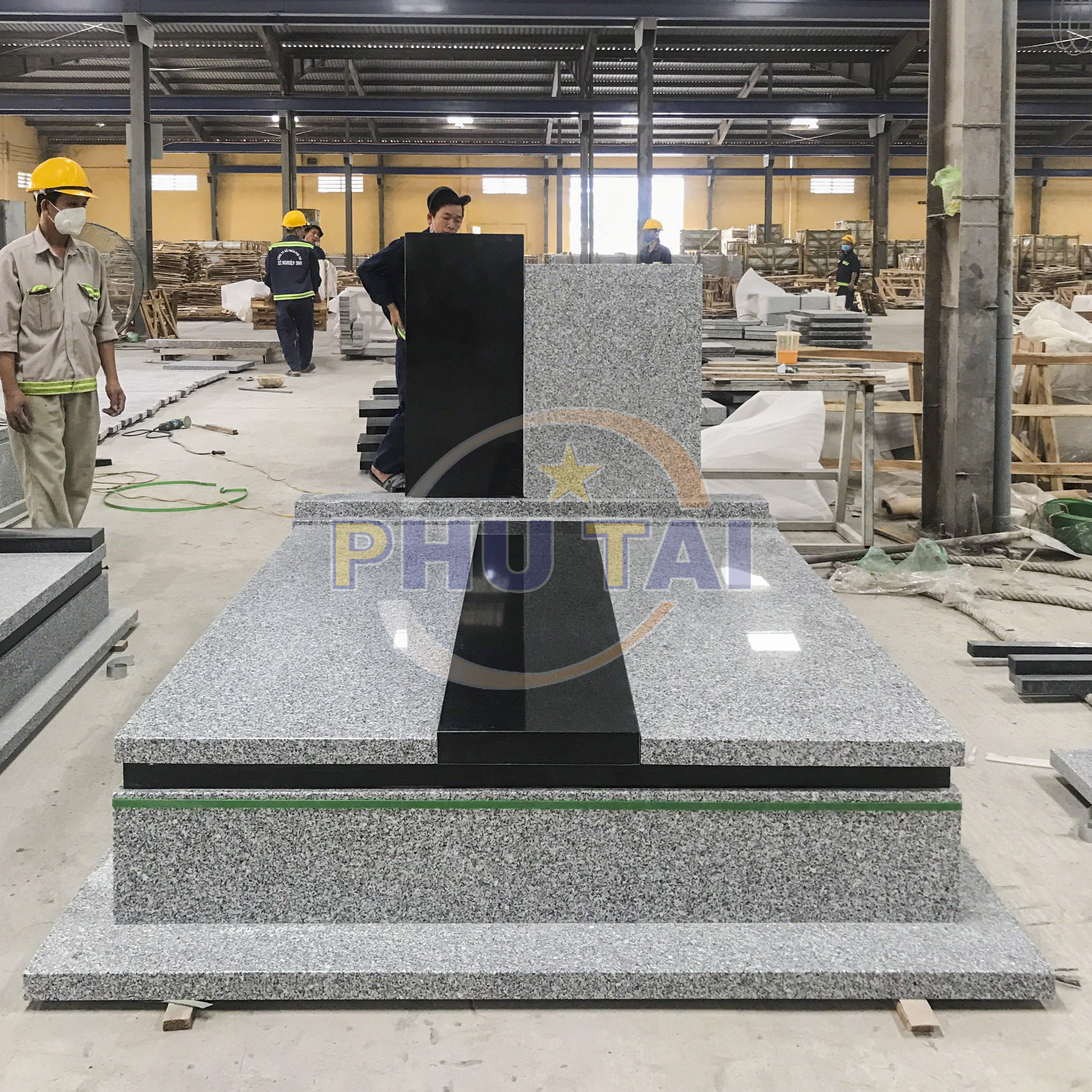 Black and White Granite Tombstone New Simplist style good quality cheap price by Phutai Vietnam