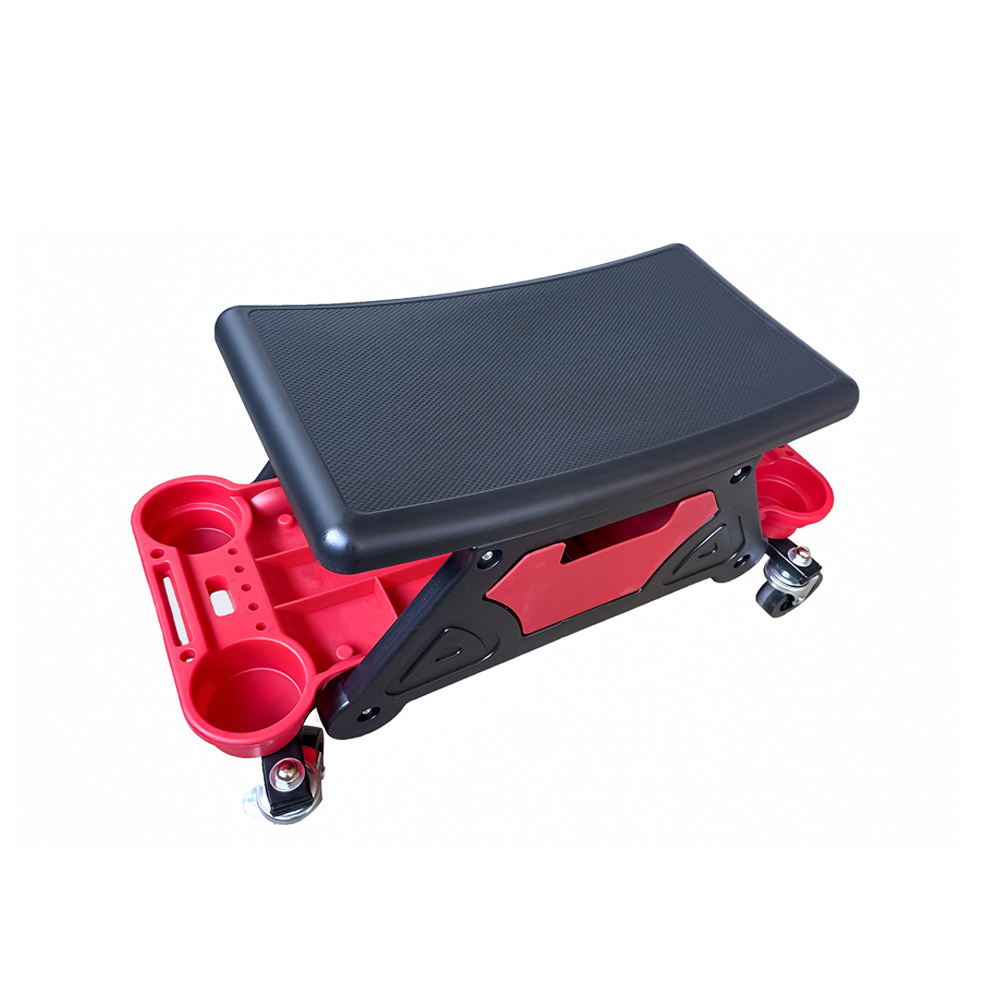 Heavy Duty Mobile Utility Creeper Seat or Chair Car Wash Detailing Rolling Stool with Extra Drawer Storage Trays