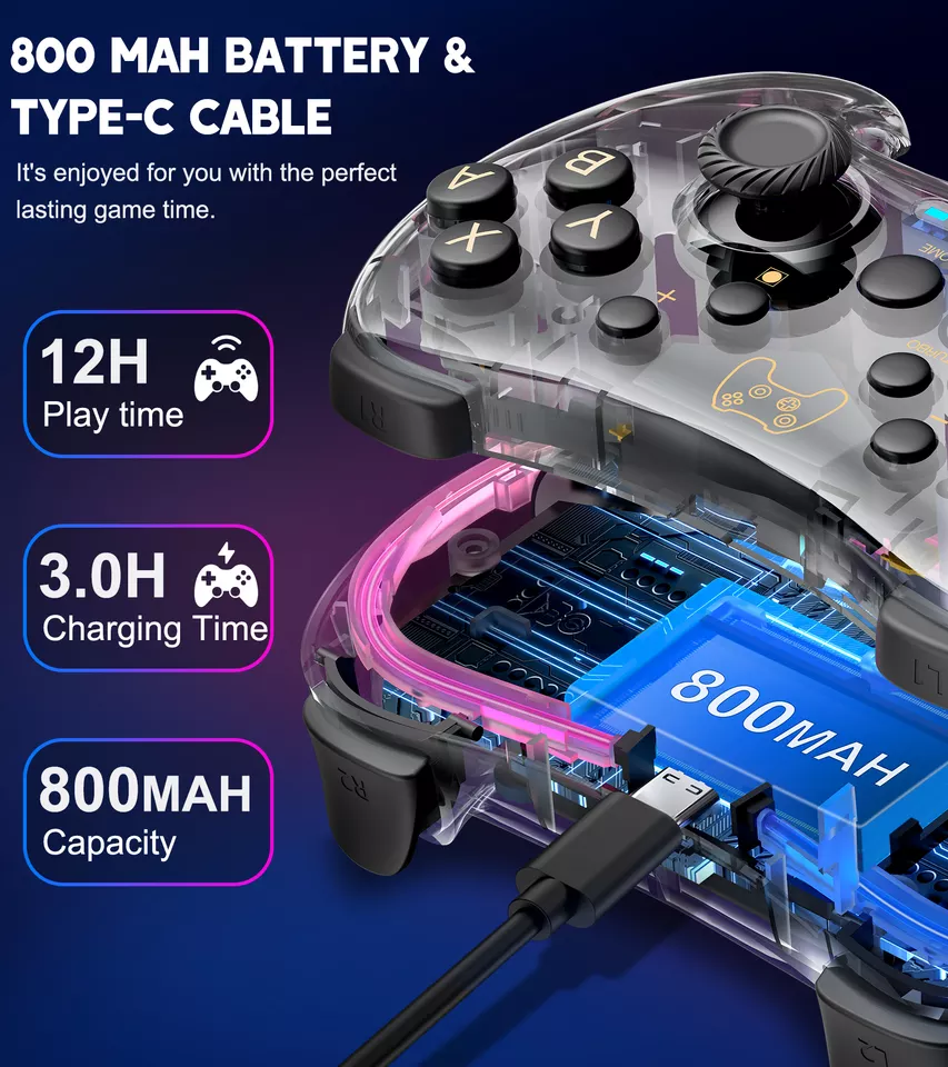 8039 Rgb Light Wireless Joystick For Ps4 Gamepad Vibration Joystick Controller For Switch Console Gamepad for Pc Mobile Phone