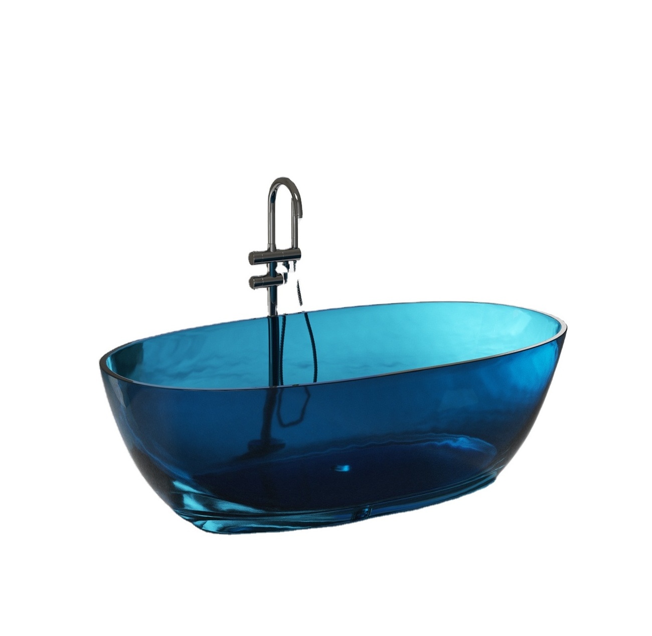 Crystal clear resin bathtub artificial stone free standing bathtub oval transparent freestanding bathtub acrylic stone bath tub