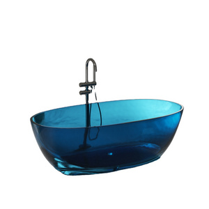 Crystal clear resin bathtub artificial stone free standing bathtub oval transparent freestanding bathtub acrylic stone bath tub