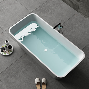 Stone resin new design Colorful Transparent crystal resin Freestanding bathtub Soaking Tub hotel classic bath