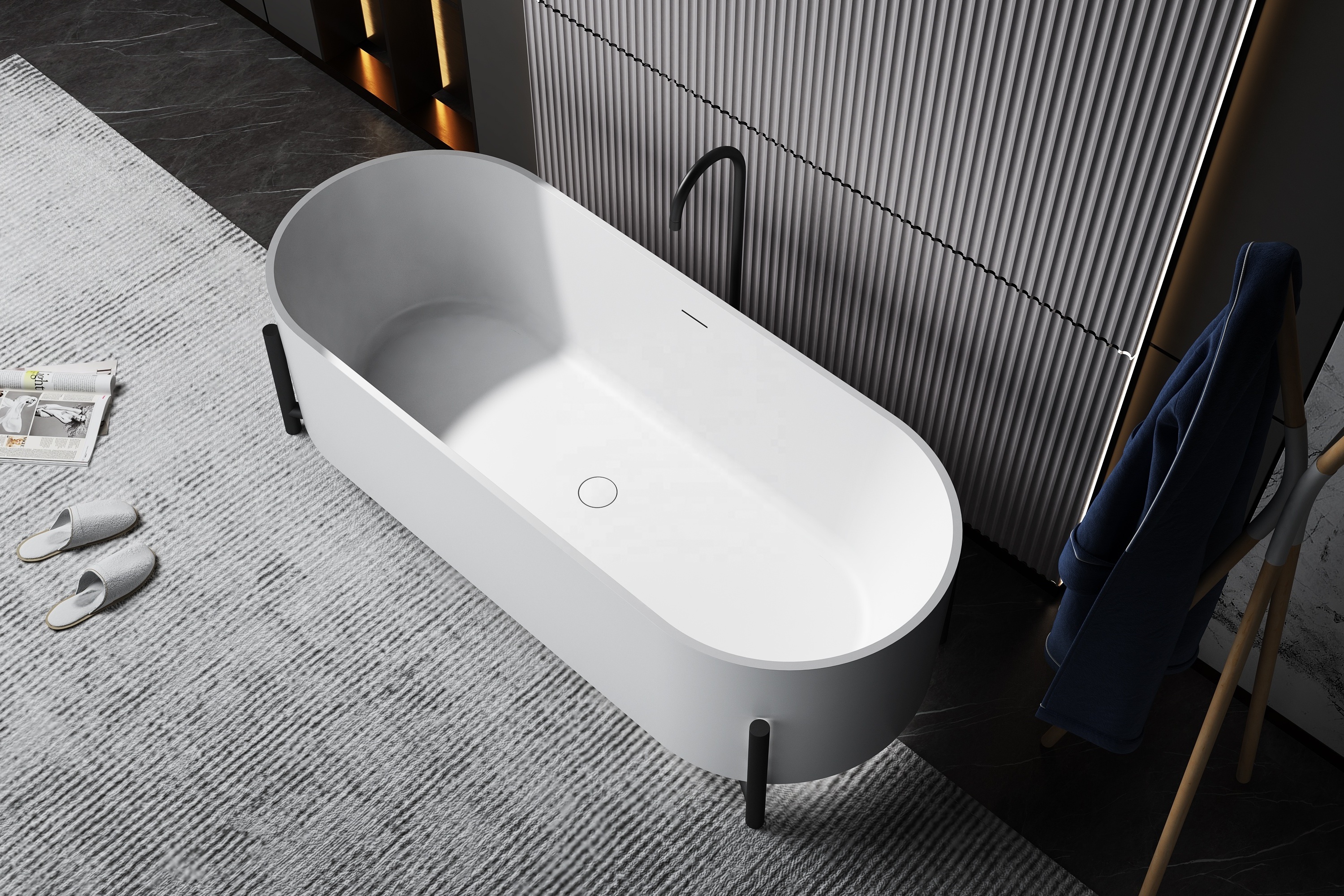 Bathtub Modern for Adults Solid Surface Bathtub Indoor Freestanding artificial stone Luxury White Bath tub