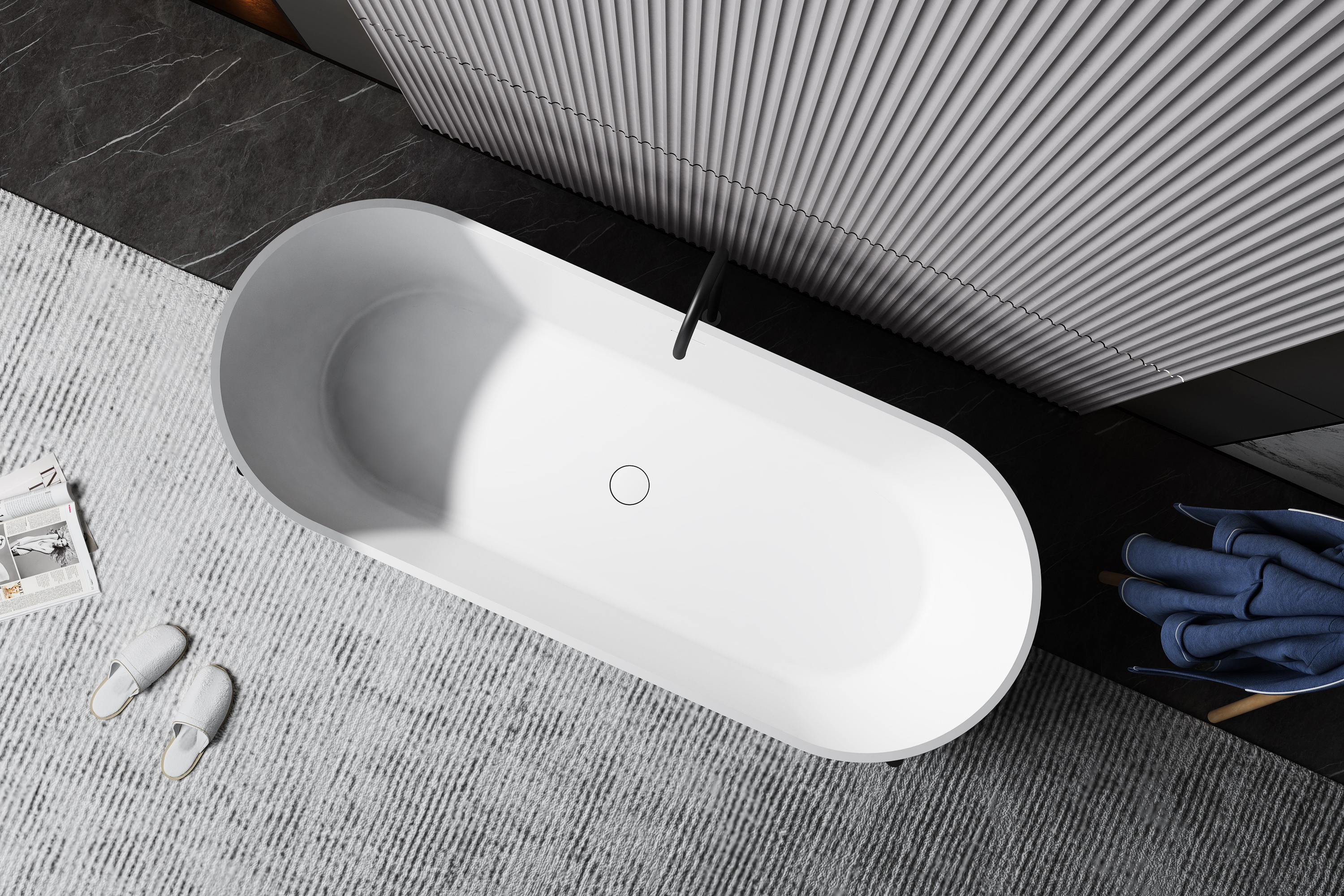 Bathtub Modern for Adults Solid Surface Bathtub Indoor Freestanding artificial stone Luxury White Bath tub