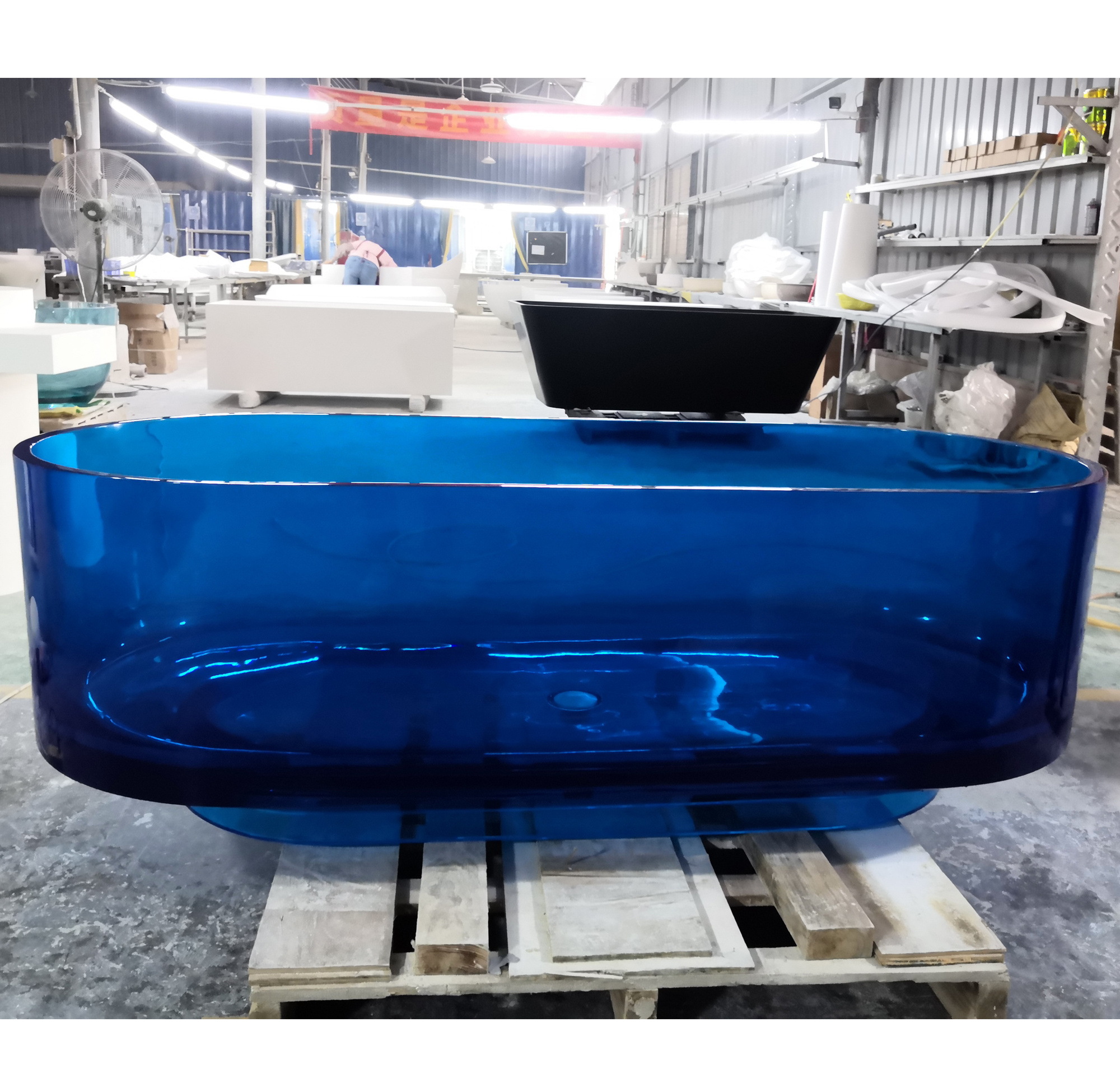 Royal Blue Resin Stone Bathtub Free Standing Bath Tub Solid Surface Acrylic Stone Bath Tub transparent resin stone bathtub