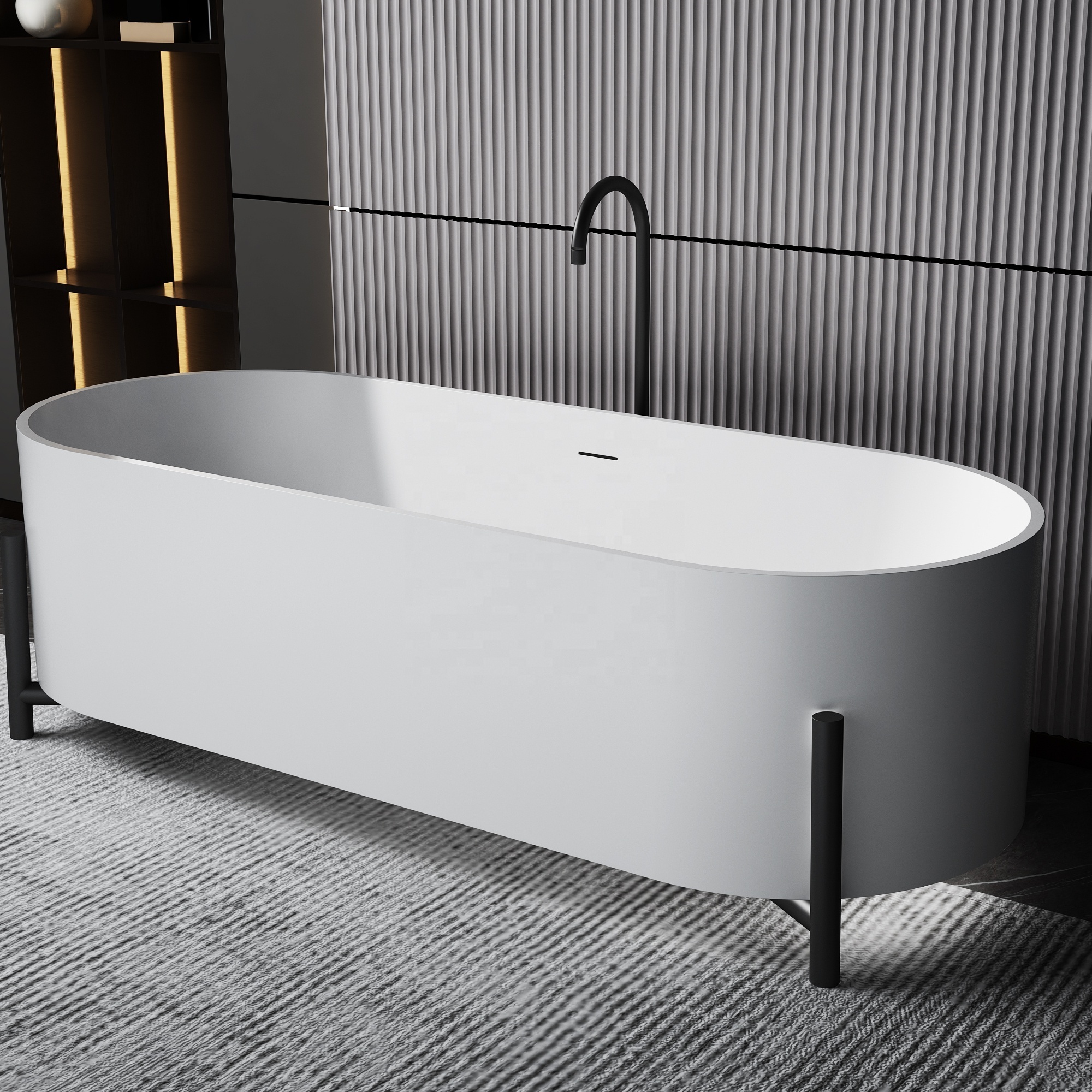 Bathtub Modern for Adults Solid Surface Bathtub Indoor Freestanding artificial stone Luxury White Bath tub