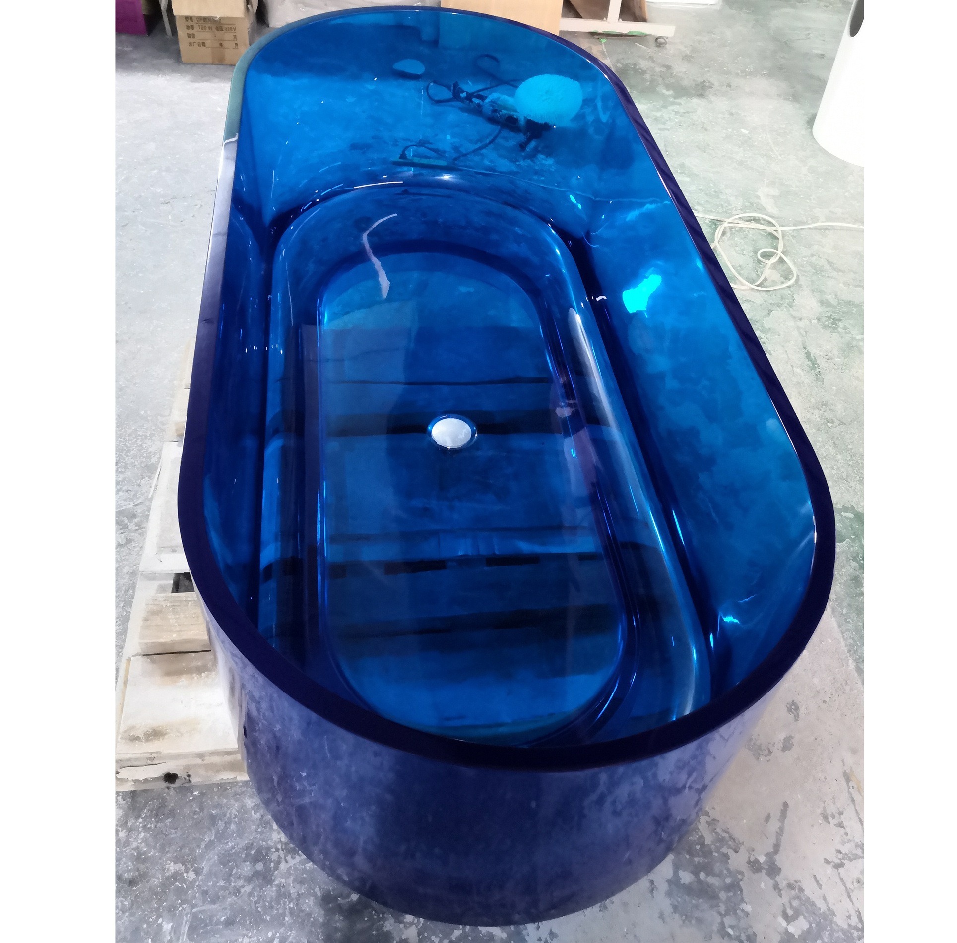 Royal Blue Resin Stone Bathtub Free Standing Bath Tub Solid Surface Acrylic Stone Bath Tub transparent resin stone bathtub