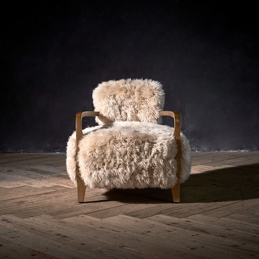 Factory YETI sheepskin living room Modern luxury exclusive accent Lounge Filled luxury Nordic Arm leather Armchiar ottoma chairs