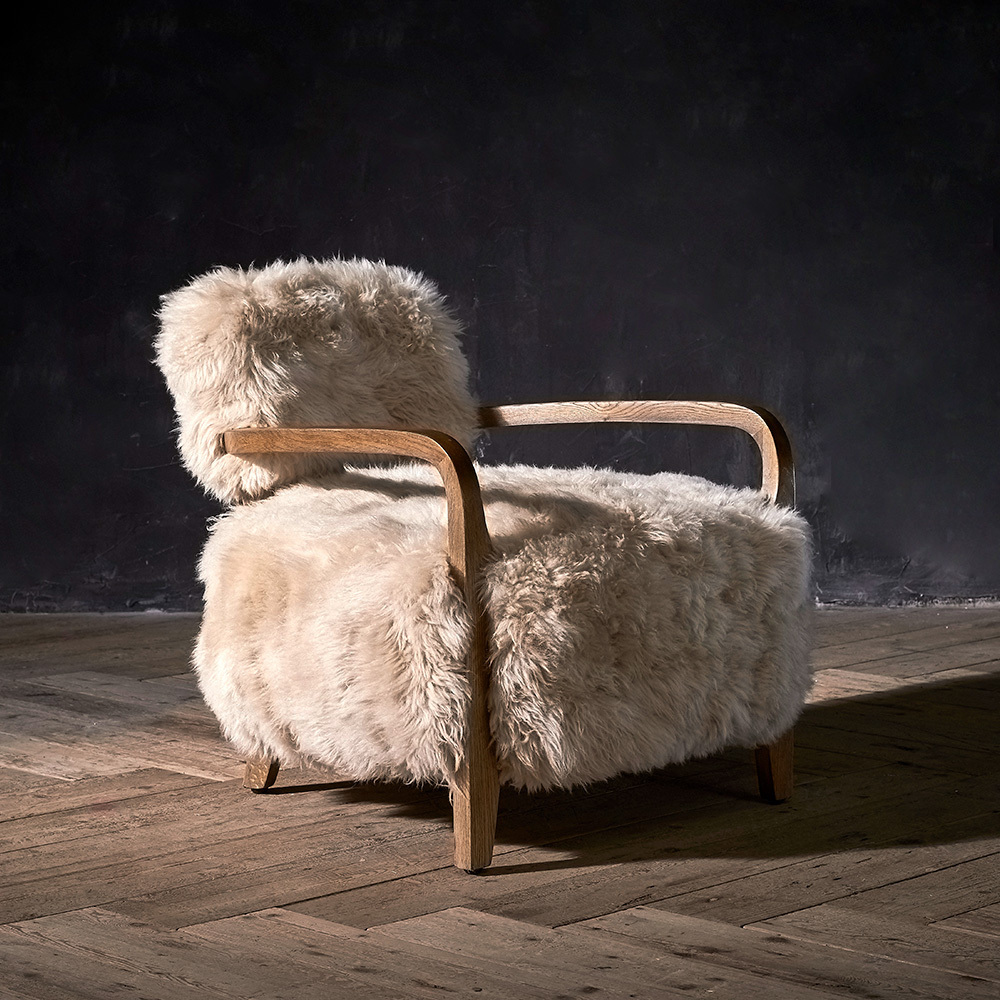 Factory YETI sheepskin living room Modern luxury exclusive accent Lounge Filled luxury Nordic Arm leather Armchiar ottoma chairs