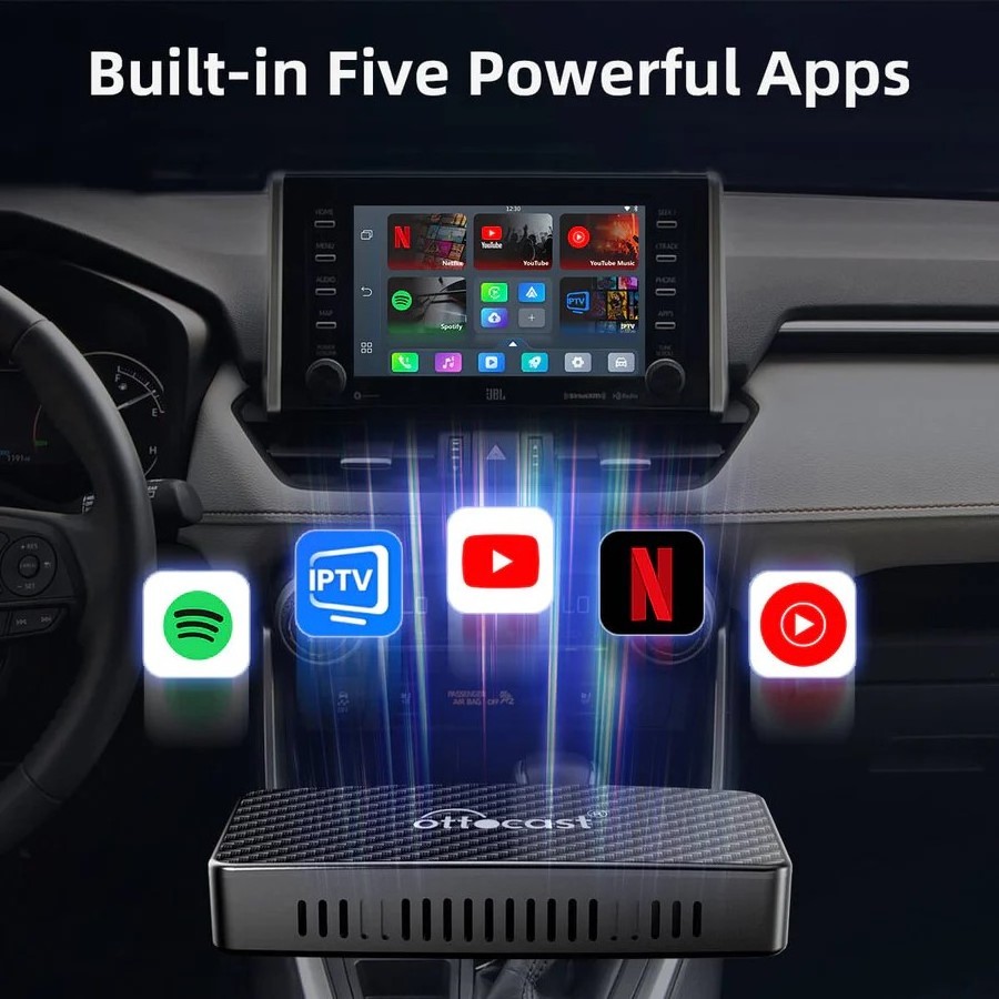 Ottocast Play2video wireless Carplay android auto 4 in 1 box with USB port support Youtube Netflix