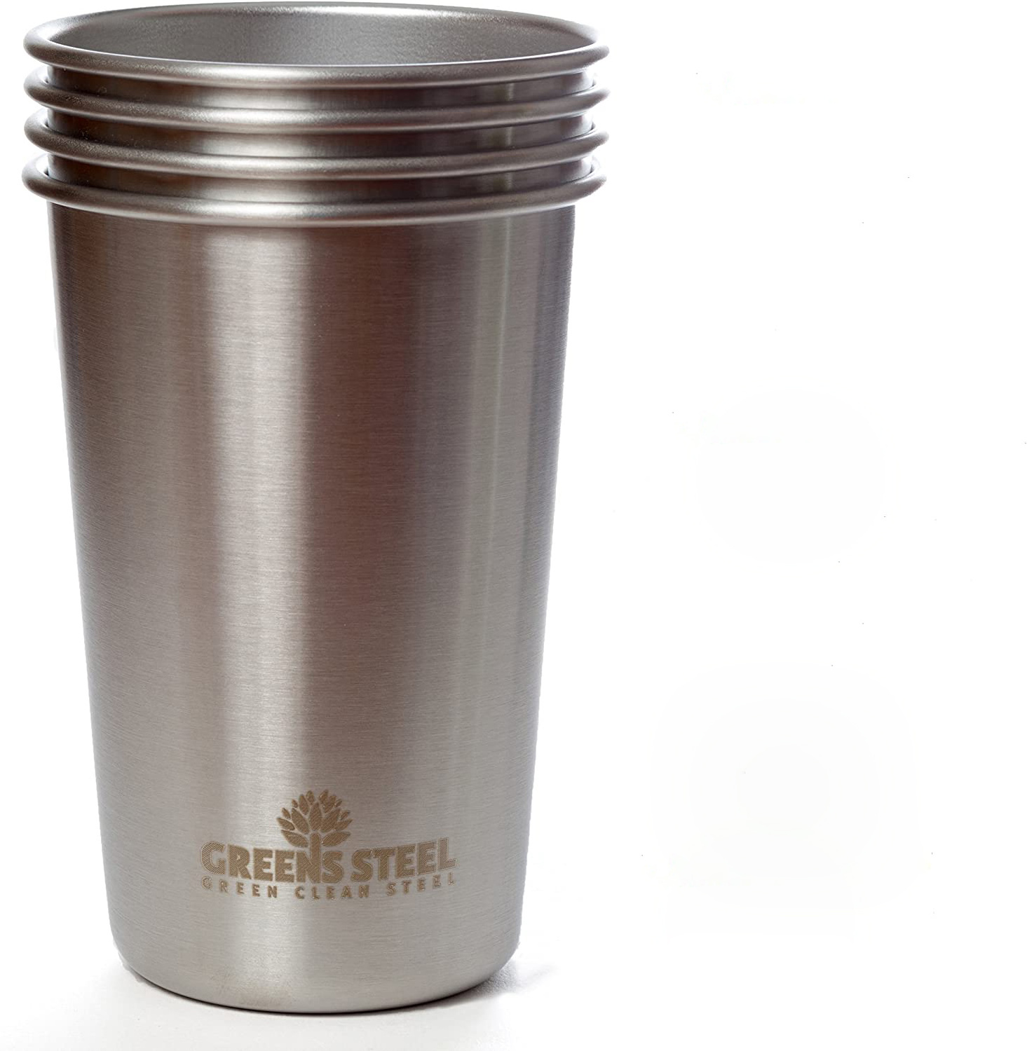 Stainless Steel Cups 475ml (16oz) Premium Stackable Tumbler Metal Drinking Glasses Lid