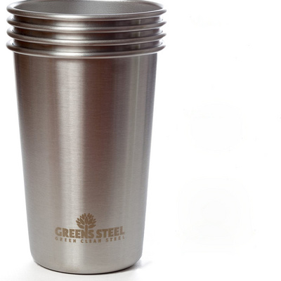 Stainless Steel Cups 475ml (16oz) Premium Stackable Tumbler Metal Drinking Glasses Lid