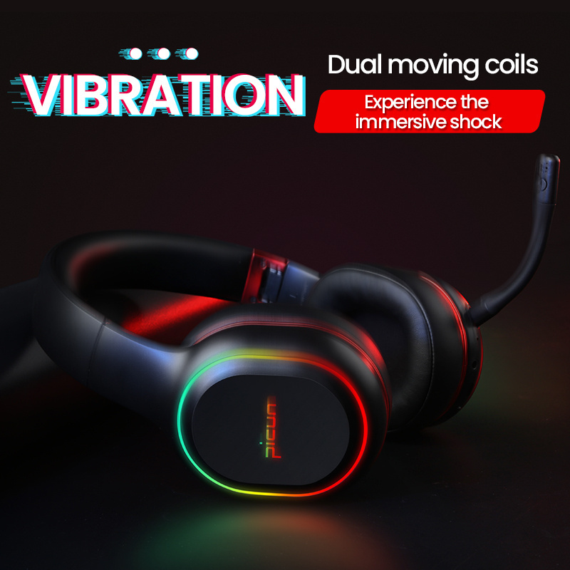 Picun P80X LED RGB Breathing Light Bluetooth Game Headphone Mobile Headset Gaming Wireless