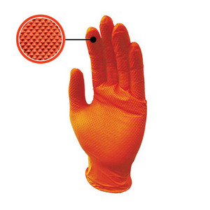 Waterproof working disposable nitrile glovees diamond powder free orange work glovees