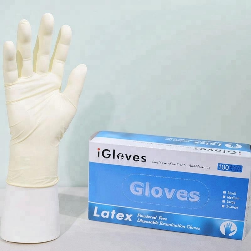 Hot Sale bulk 100pcs/Box latex disposable glovees with powder powdered latex glovees for medical examination