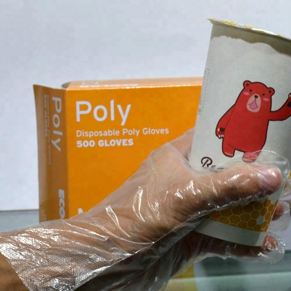 transparent disposable poly glovee bag or box package HDPE, LDPE,TPE,CPE glovee