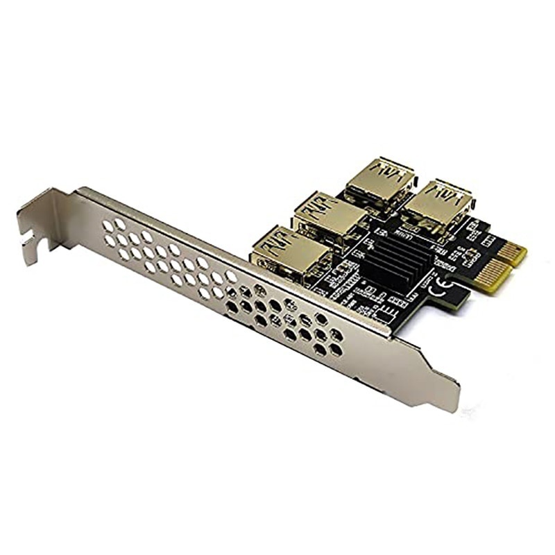 PCI Express Multiplier Riser Adapter, PCIe 1 A 4-16X/e 1X To 4 External USB 3.0