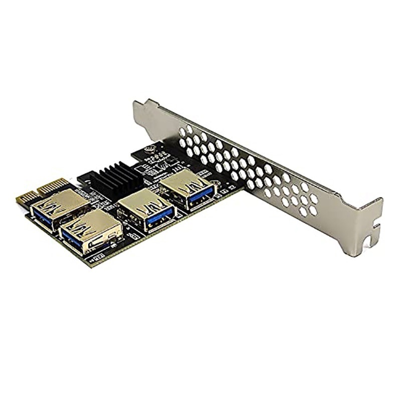 PCI Express Multiplier Riser Adapter, PCIe 1 A 4-16X/e 1X To 4 External USB 3.0