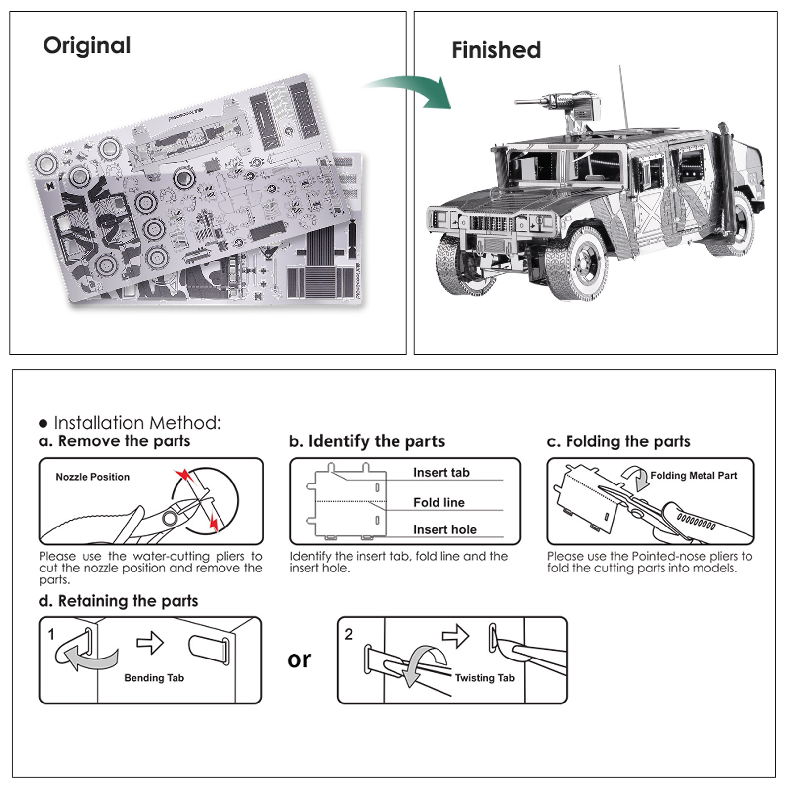 Piececool Educational Toys Take Apart Military Vehicles Model DIY Assemble Truck Car Toy 3D Metal Puzzle For Collectible