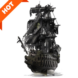 Piececool 3D Puzzles Large Pirate Ship The Flying Dutchman Watercraft Ship Building Toys Model kits for Adults Crafts