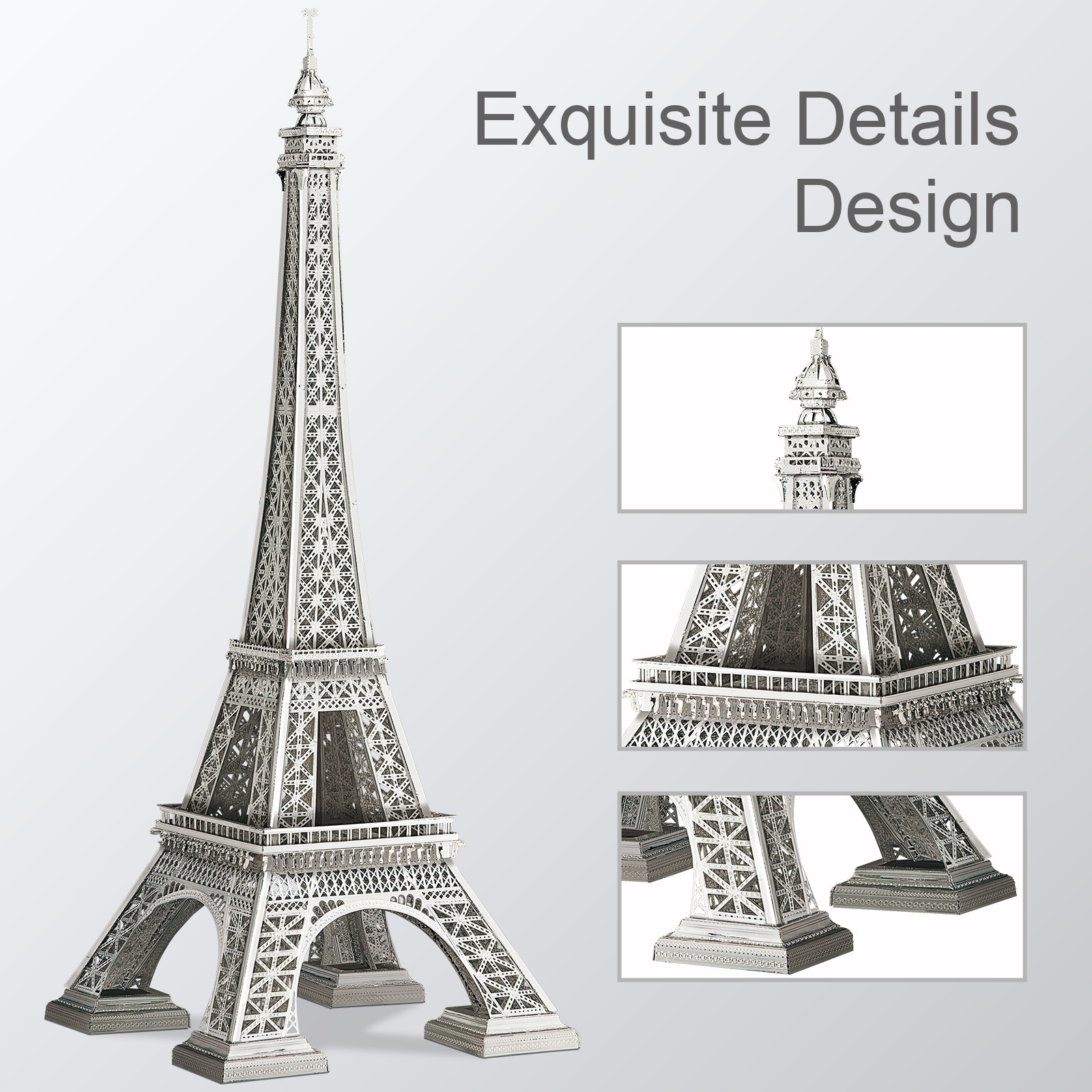 Piececool Famous Landmark Eiffel Tower large puzzle game  intelligence assembling Metal Model Kit 3D Puzzle For Adults