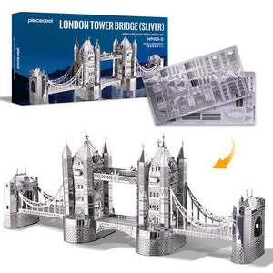 Piececool National Geographic 3D London Puzzles Britain Architecture the Tower Bridge Model Kits Toys for Adults and Children