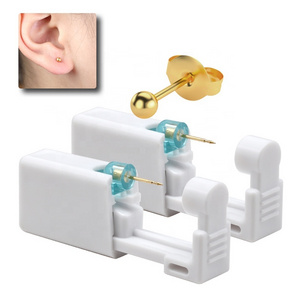 Self Ear Piercing Gun with Gold Plated Small Doudou Ball Studs Personal Ear Piercing tool kit Painless Ear Piercer Disposable