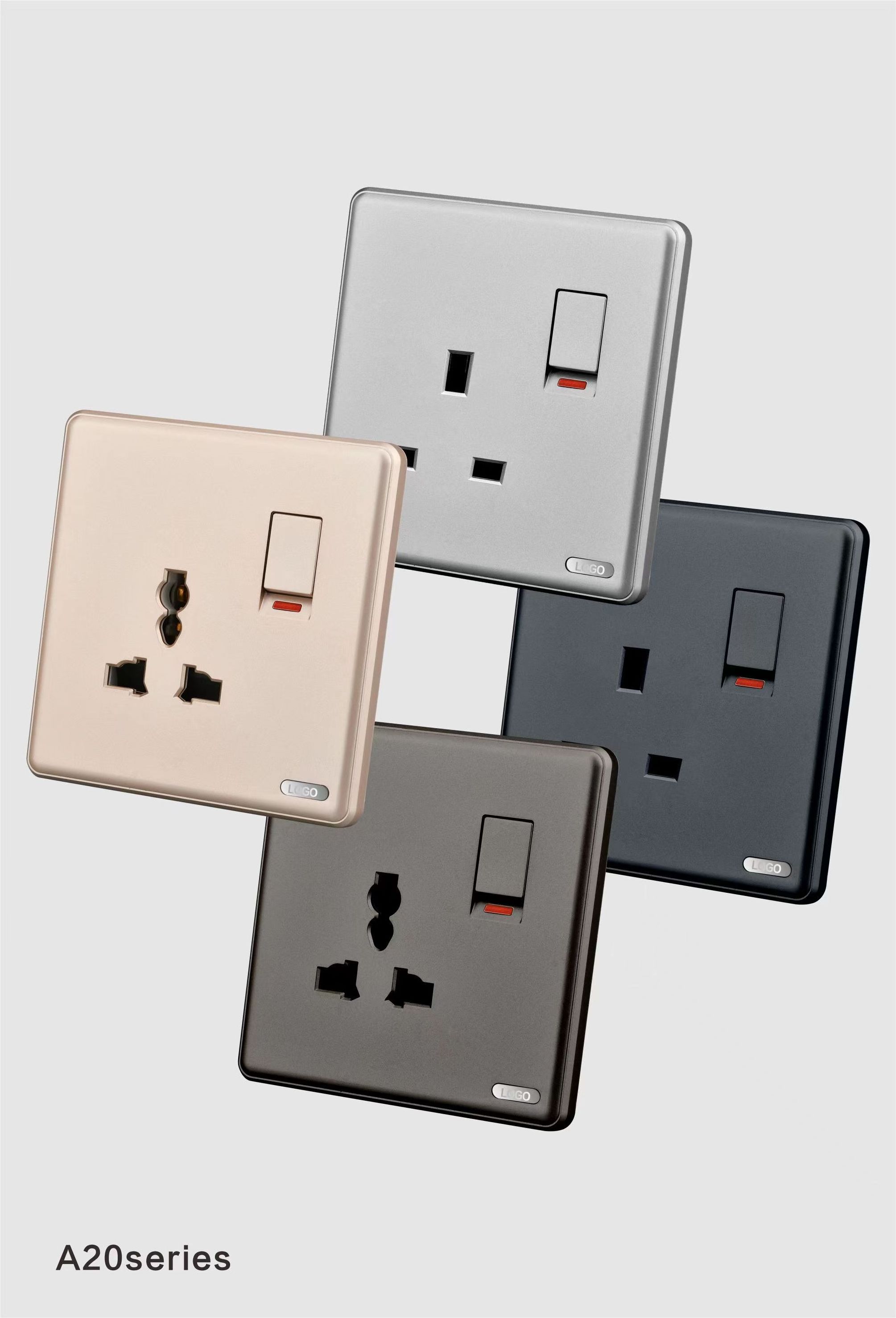 Saudi Arabia Uk 13a Antique Light Switch Retro Single Socket Home Electrical Materials Stainless Steel Usb Power Outlet Wall Switches with sqm