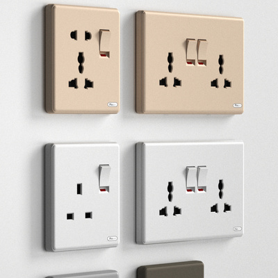 Saudi Arabia Uk 13a Antique Light Switch Retro Single Socket Home Electrical Materials Stainless Steel Usb Power Outlet Wall Switches with sqm