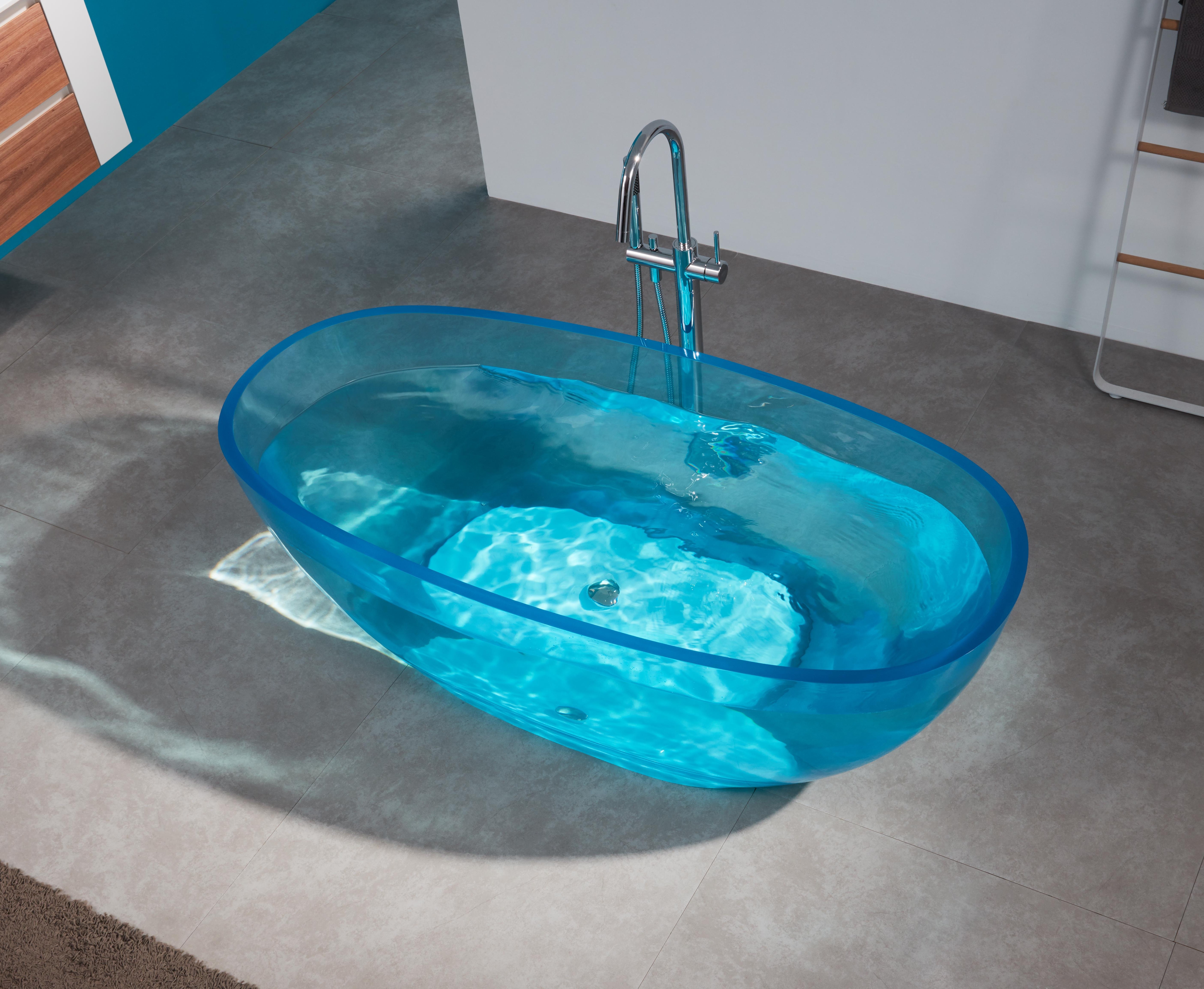 Customize Oval shape Resin stone bathtub colorful transparent acrylic bathtub