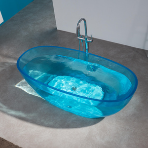 Customize Oval shape Resin stone bathtub colorful transparent acrylic bathtub