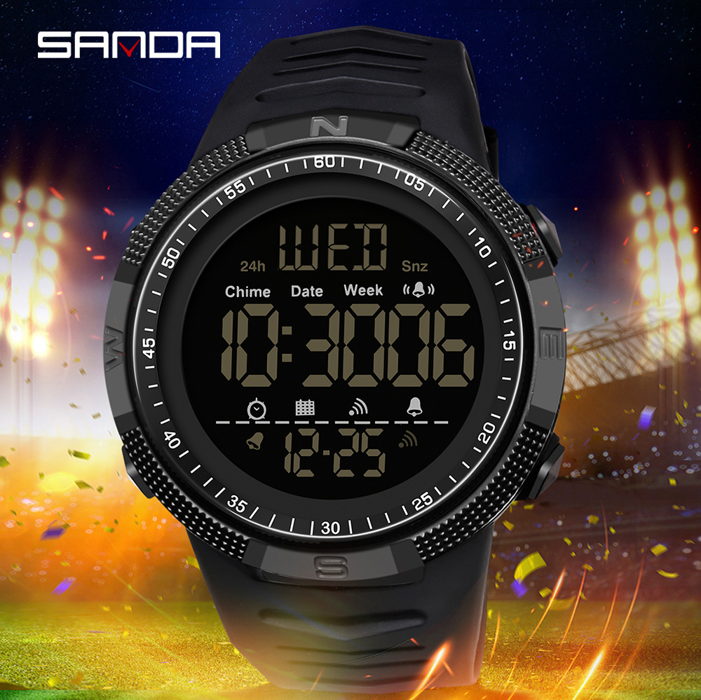 SANDA 6014 50M Waterproof Sports Watch LED Electronic Wristwatches Relogio Masculino Digital Watches Waterproof