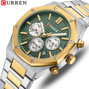 CURREN 8440 Calendar Chronograph Watch Octagon Shape Waterproof Male Quartz Wristwatch Luxury Watches For Men