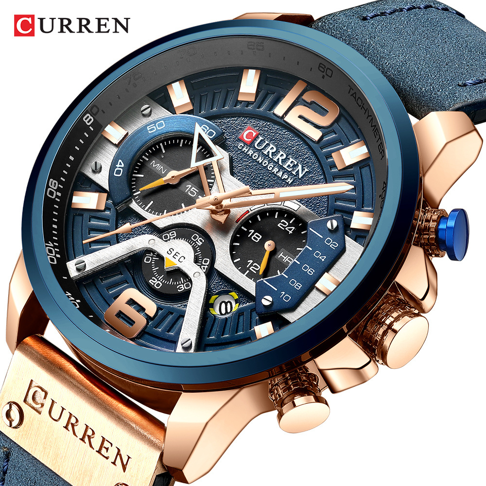 CURREN 8329 Casual Sport Watches Luxury Leather Wrist Watch Man Clock Fashion Chronograph Wristwatch