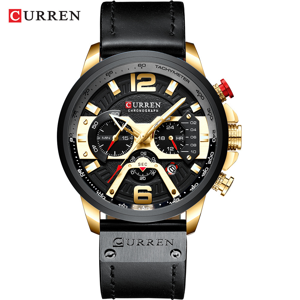 CURREN 8329 Casual Sport Watches Luxury Leather Wrist Watch Man Clock Fashion Chronograph Wristwatch