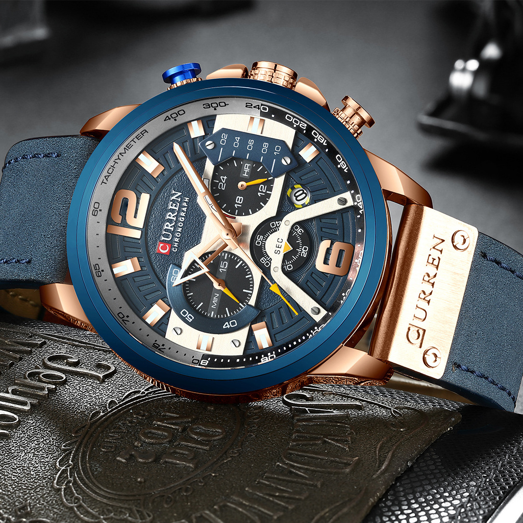 CURREN 8329 Casual Sport Watches Luxury Leather Wrist Watch Man Clock Fashion Chronograph Wristwatch