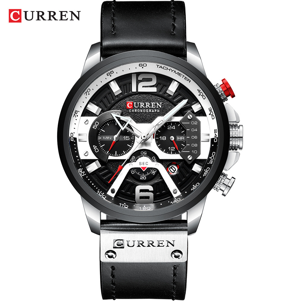 CURREN 8329 Casual Sport Watches Luxury Leather Wrist Watch Man Clock Fashion Chronograph Wristwatch