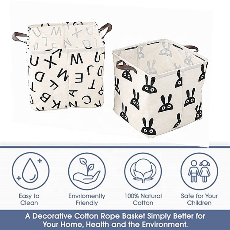 Collapsible Fabric Cube Organizer Canvas Foldable Storage Boxes Bins for Laundry Toys Clothes