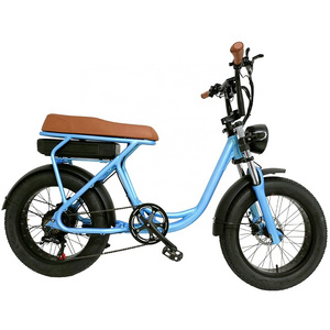 2022 Popular Long Seat for two Person 20" 4.0 fat tire 48V Lithium Battery 500W Motor Electric bike bicycle