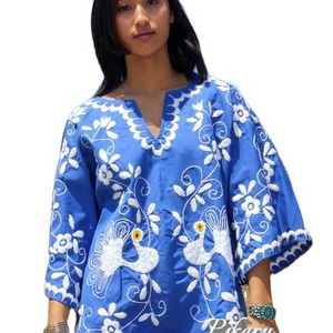 Luxury Summer Embroidery Kaftan Dresses For Women Animal Embroidered Long Sleeve Ethnic Girls Sexy Butterfly Short Dress