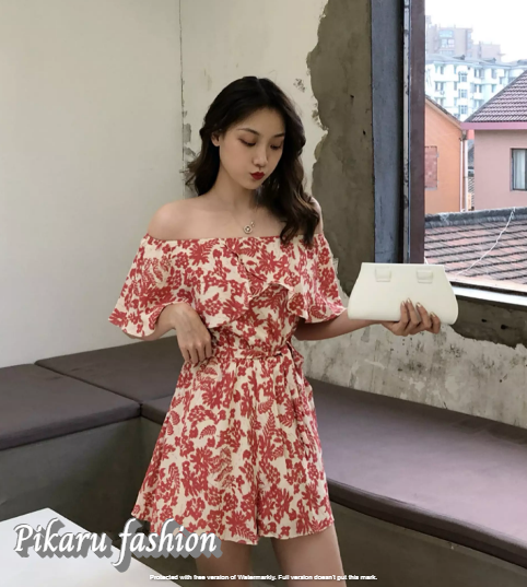 2023 New Korean Style Print Elastic Floral Retro Dresses Women Off Shoulder Dress Summer Women Dress Clothing