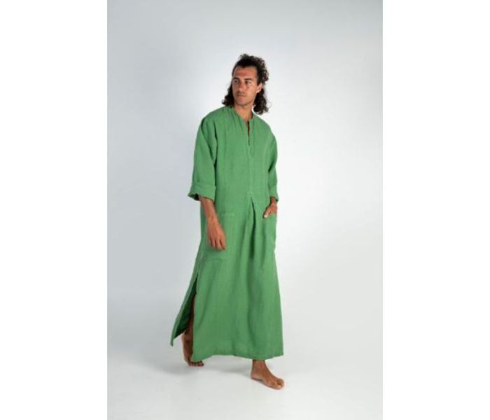 Men's Saudi Thobe Robe Islamic Muslim Jubba Arabic Linen Kaftan Abaya Dress