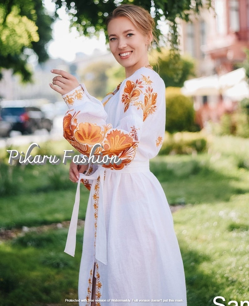 Bright Authentic Charm Ethnic Folk Maxi Dress Boho Tasseled Summer Ukrainian Embroidered Dress Abaya Kaftan Robe Custom Clothing