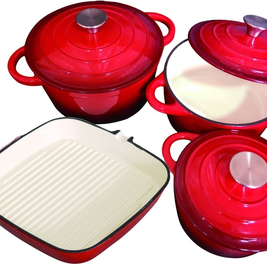 Hot selling 7 pc cookware set Cast Iron enamel Soup & Stock pot