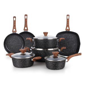 Hot selling non stick cookware set pot and pan cooking ware marble coating