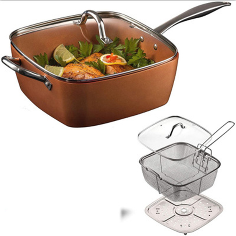 Hot Aluminum granite ceramic cookware set cooking pots and pans with glass lid Cooper color