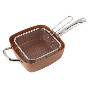 China Supplier Aluminum Square Deep Pan Air Frying Cast Iron Cookware Saute Fry Pan