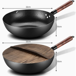 Chinese traditional large wok cast iron cookware 32cm grill chef wok pan cooking flat bottom cast iron woks