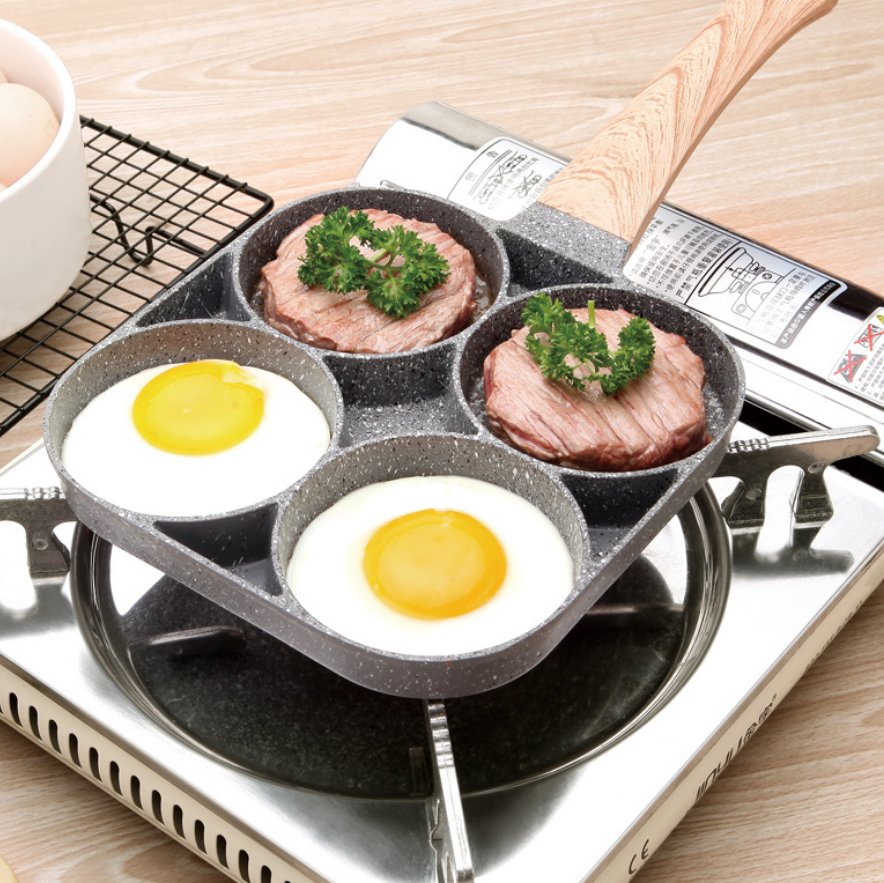 Hot selling Maifan stone Aluminum fried egg frying pan 4 hole square